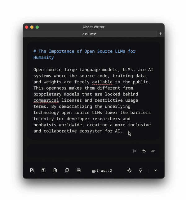 Streaming generation output inside Ghost Writer